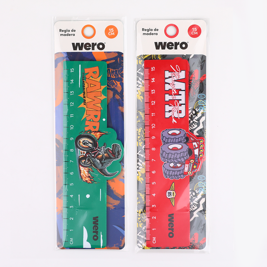 REGLA WERO MADERA 15CM X1 DINO-MTR