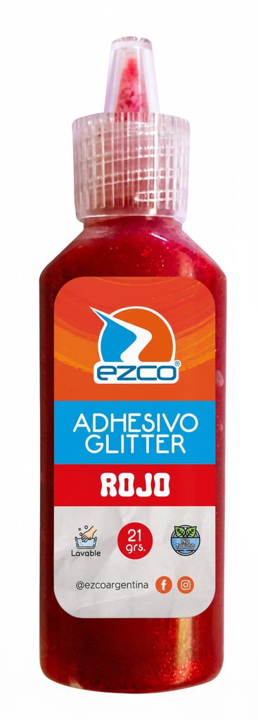 ADHESIVO EZCO GLITTER X12 ROJO