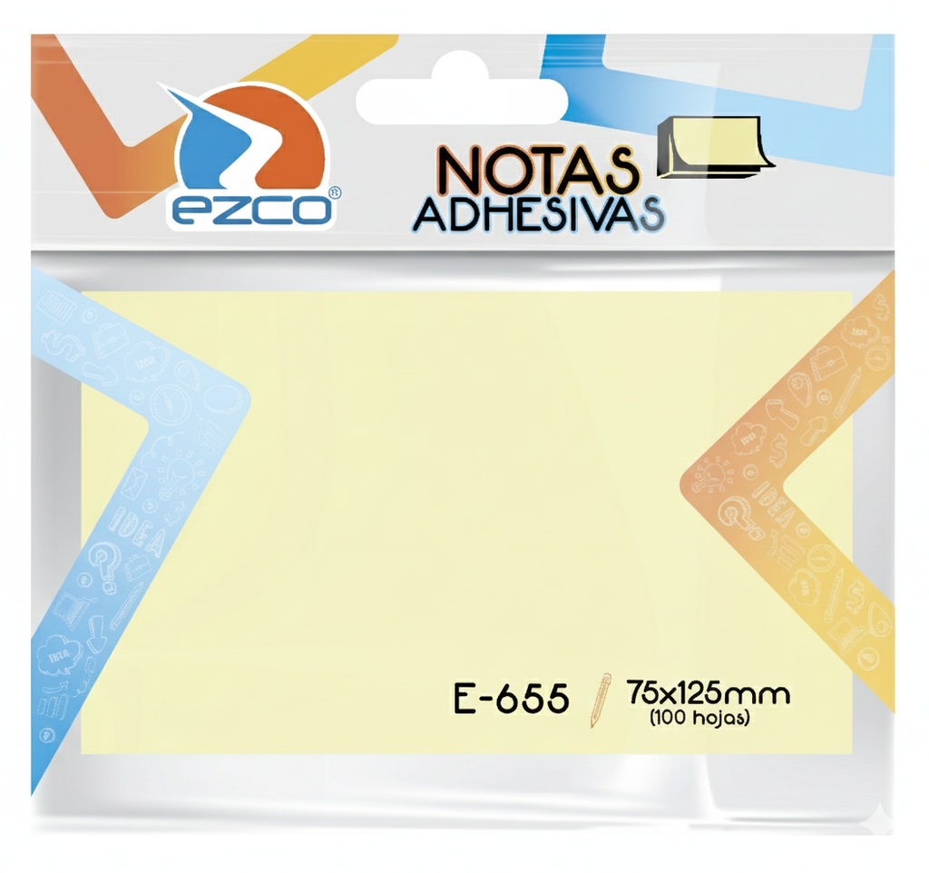 NOTAS ADHESIVAS EZCO 75X12.5 X 100 HOJAS AMARILLAS E-655