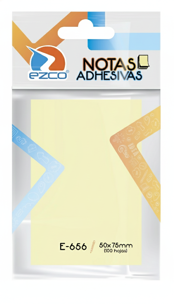 NOTAS ADHESIVAS EZCO 50X75 X 100 HOJAS AMARILLAS E-656