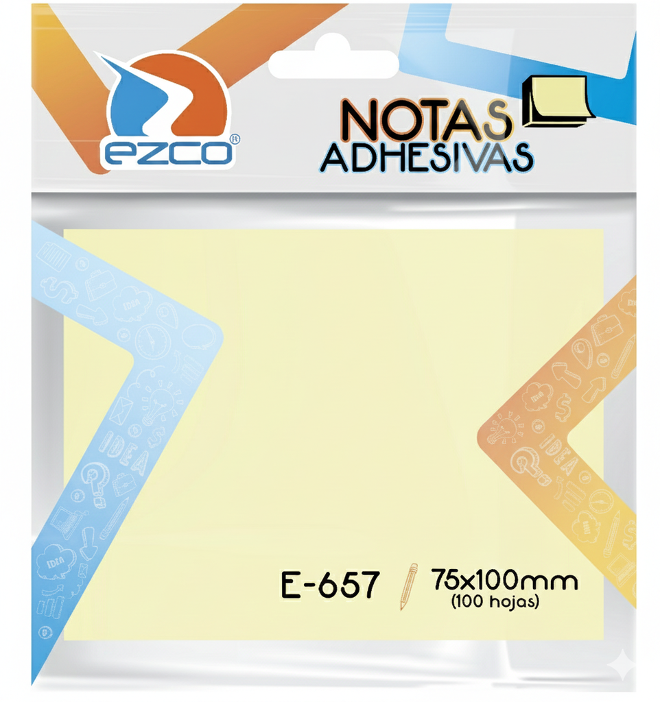 NOTAS ADHESIVAS EZCO 75X100 X 100 HOJAS AMARILLAS E-657