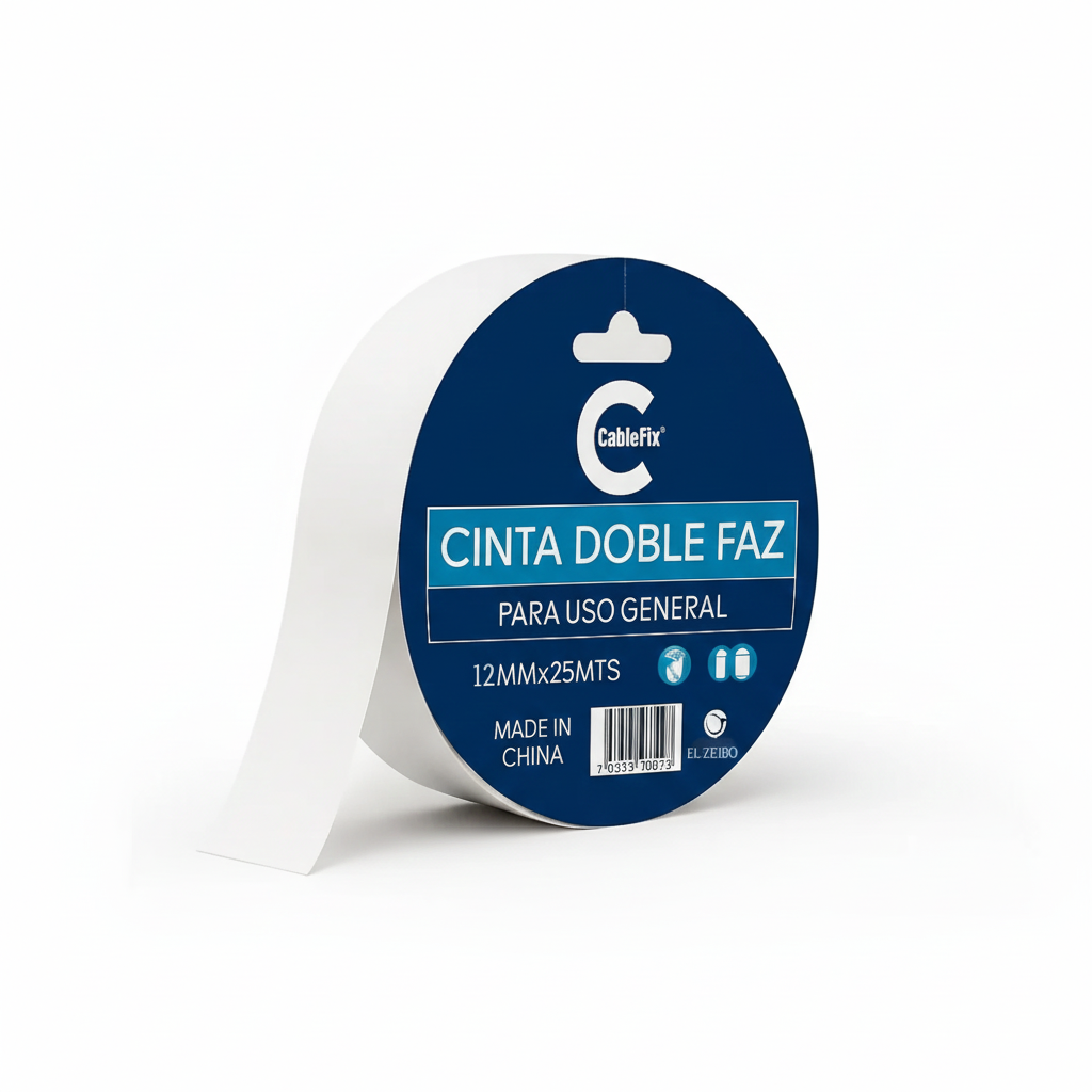 CINTA CABLE FIX DOBLE FAZ 12MMX25MTS
