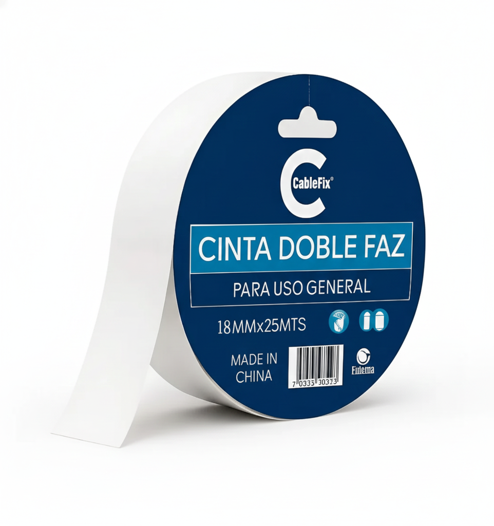 CINTA CABLE FIX DOBLE FAZ 18MMX25MTS
