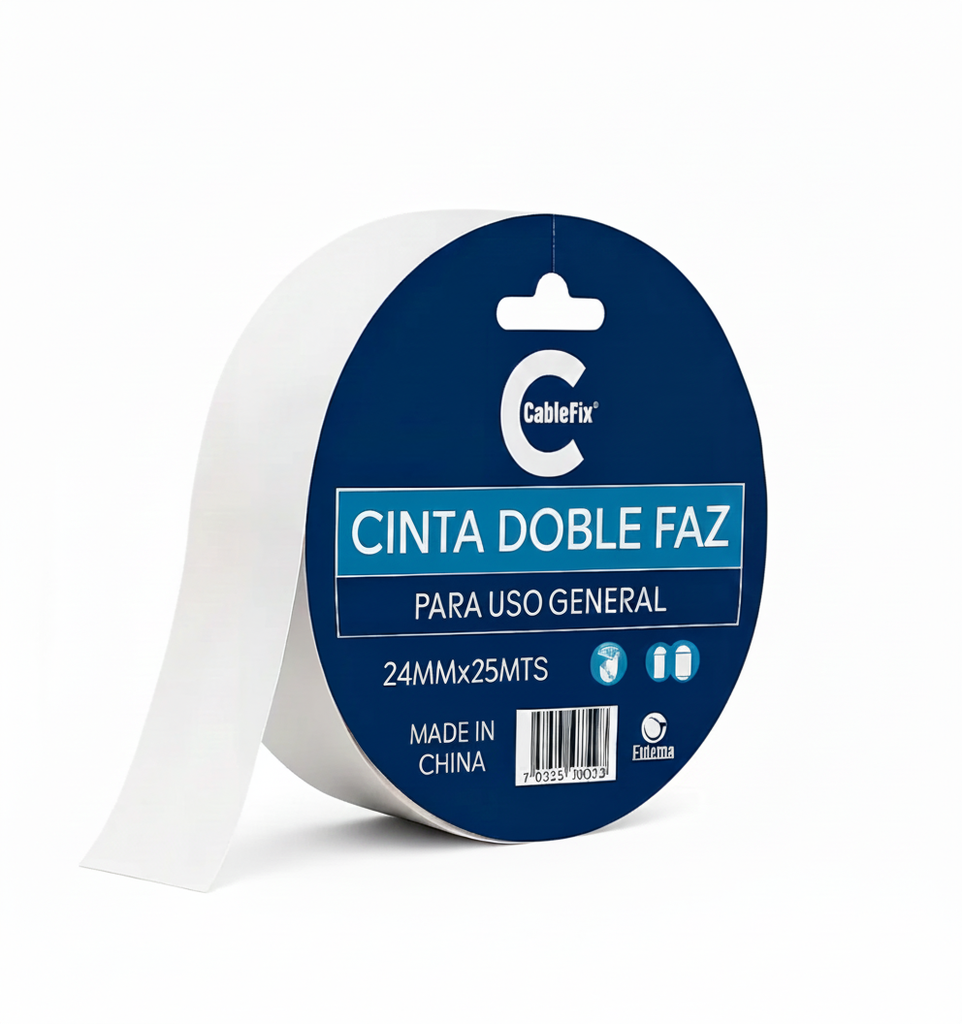 CINTA CABLE FIX DOBLE FAZ 24MMX25MTS