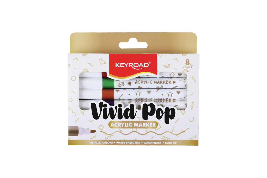 MARCADOR KEYROAD ACRILICO X8 METALIZADO