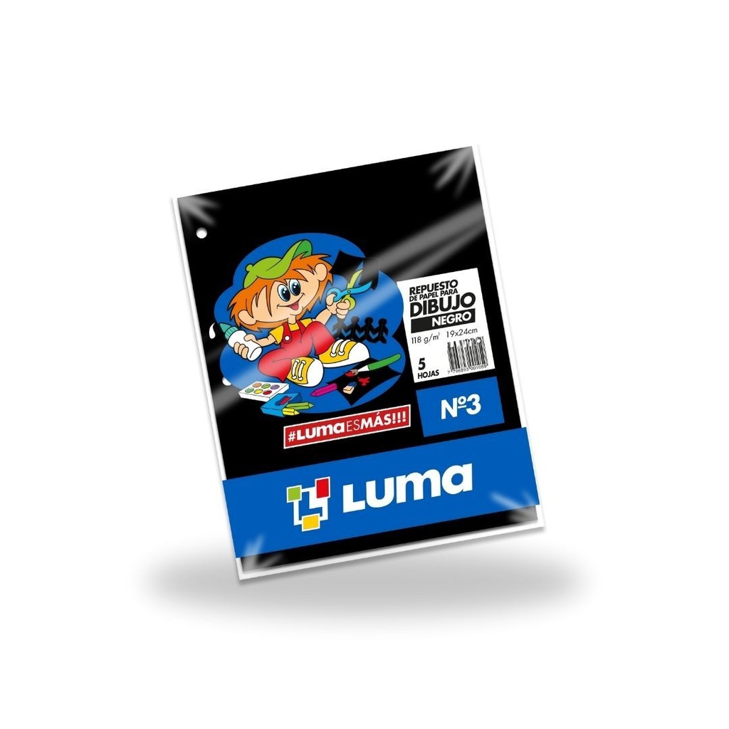 REPUESTO LUMA N°3 X 5 HOJAS NEGRO