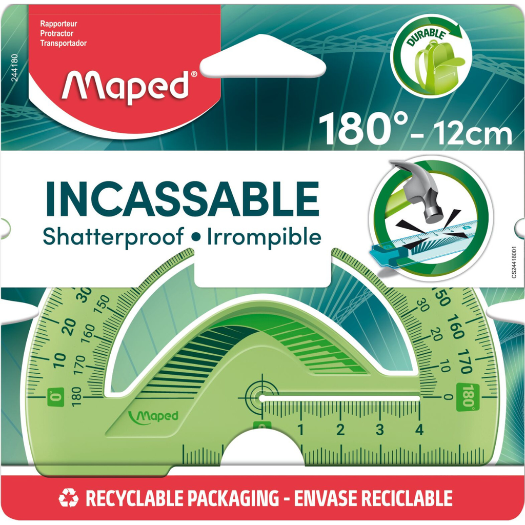 TRANSPORTADOR MAPED FLEX INCASSABLE 180º - 12CM