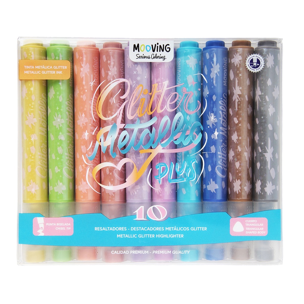 RESALTADOR MOOVING METALICOS GLITTER X10