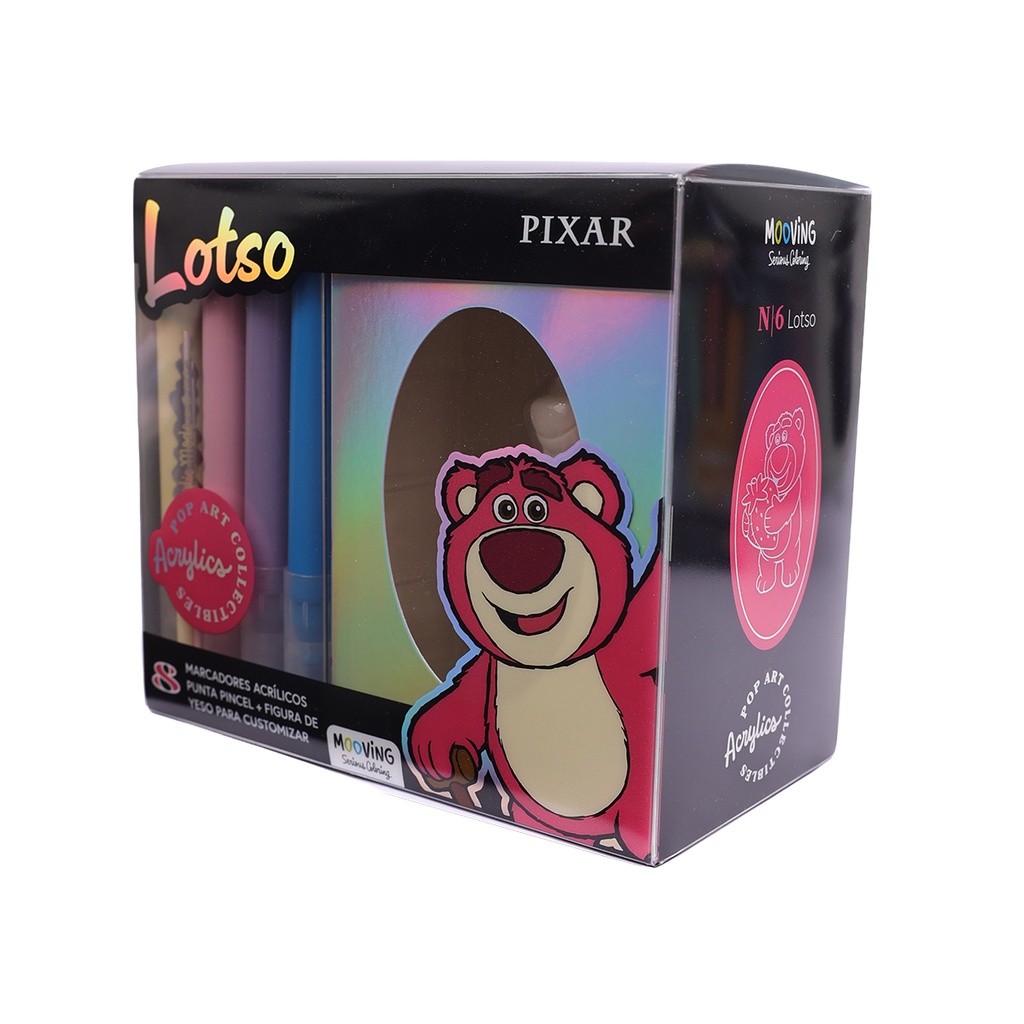 MARCADOR MOOVING ACRILICO PUNTA PINCEL X8 + FIGURA DE YESO X1 LOTSO