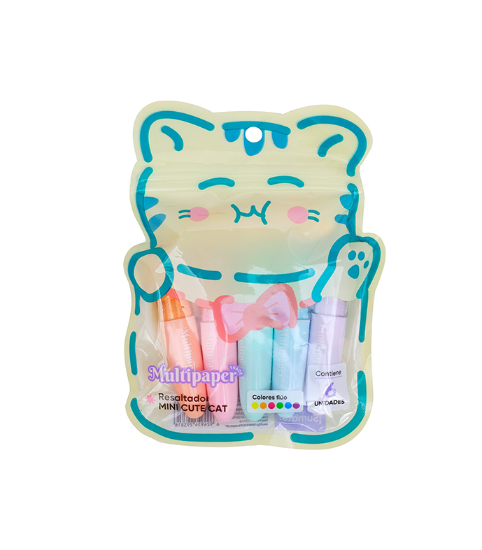 RESALTADOR MINI MP CUTE FLUO CAT X6