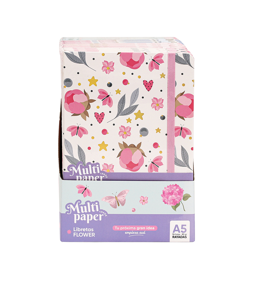 LIBRETA MP TAPA DURA A5 FLOWERS 96 HOJAS