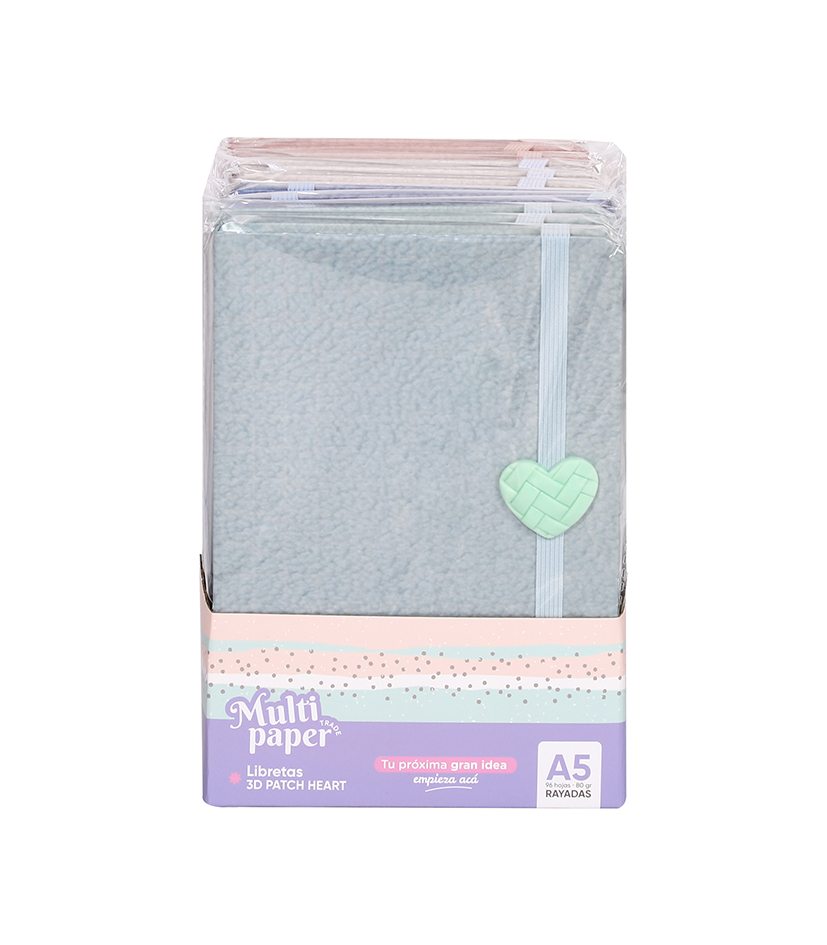 LIBRETA MP TAPA DURA A5 3D PATCH HEART 96 HOJAS