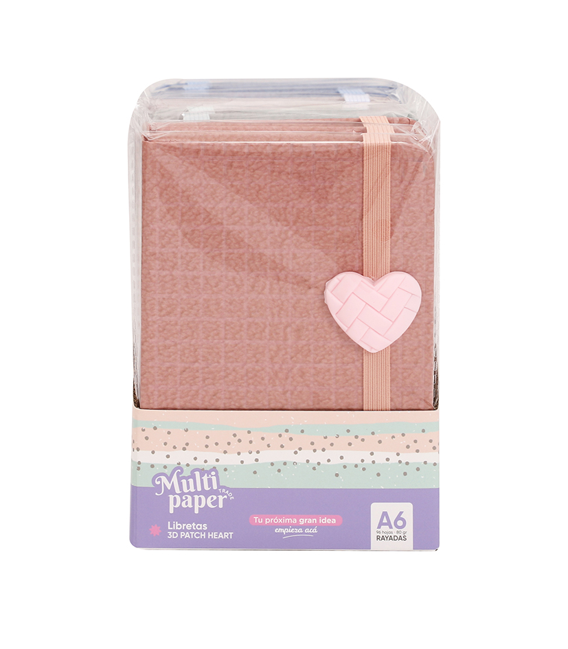 LIBRETA MP TAPA DURA A6 3D PATCH HEART 96 HOJAS