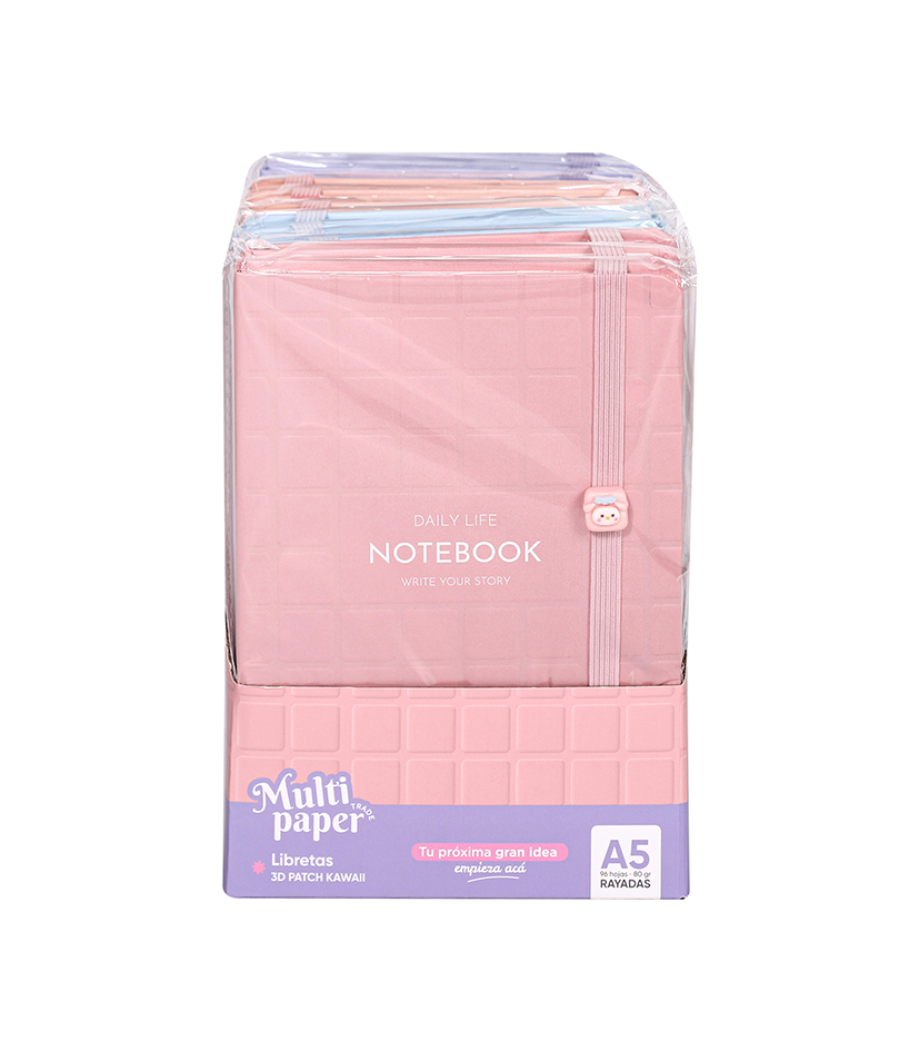 LIBRETA MP TAPA DURA A5 3D PATCH KAWAII 96 HOJAS
