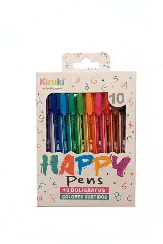 BOLIGRAFO KIRUKI HAPPY PEN X10 COLORES SURTIDOS