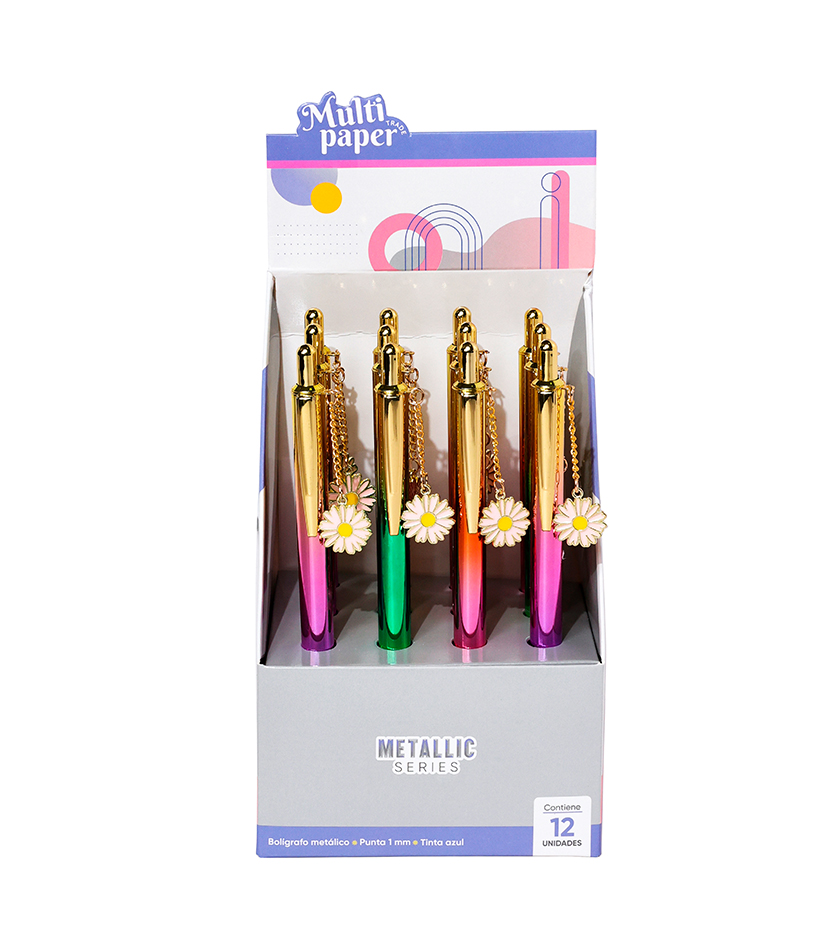 BOLIGRAFO MP METALICO RETRACTIL FLOWERS X12