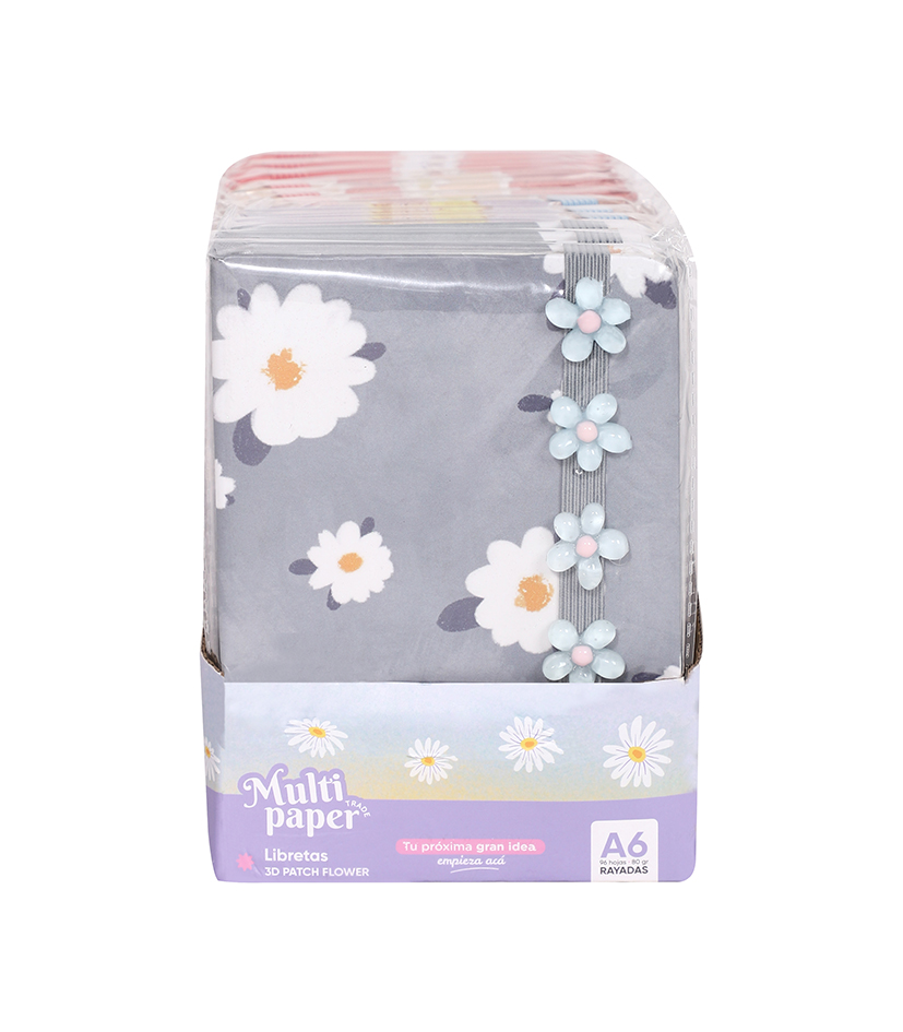 LIBRETA MP TAPA DURA A6 PATCH FLOWER X96 HOJAS RAYADAS