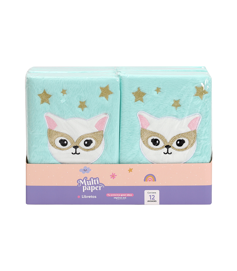 LIBRETA MP A5 3D PLUSH CAT X96 HOJAS RAYADAS