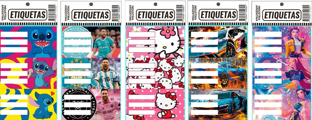 ETIQUETA ESCOLAR ECO X9 MOTIVOS SURTIDOS