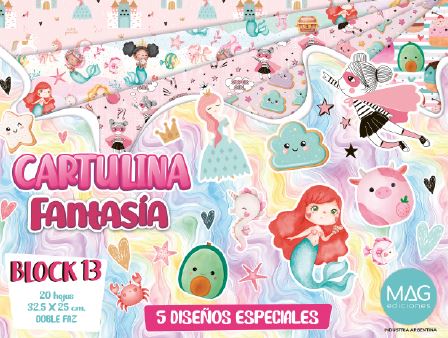 BLOCK MAG CARTULINA FANTASIA 20 HOJAS SIRENA