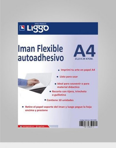 [385-0240] IMAN FLEXIBLE A4 AUTOADHESIVO LIGGO X10