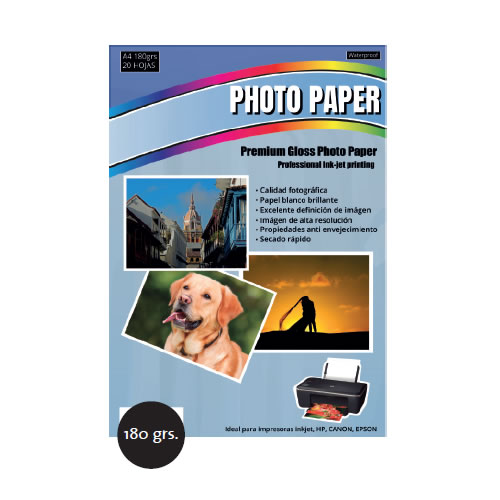 [16513] PAPEL FOTOGRAFICO GLOSSY 180G A4 X20