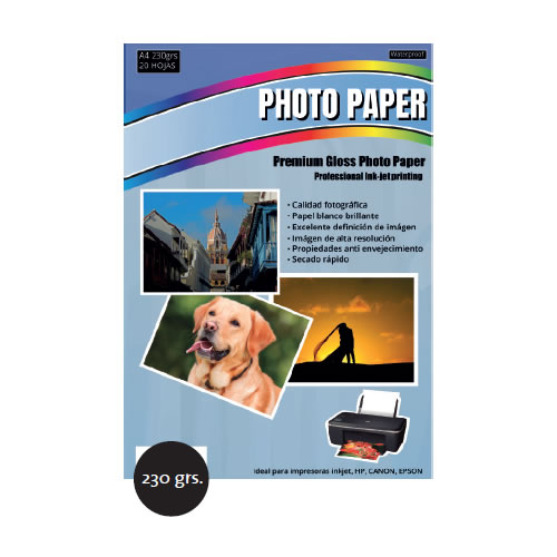 [16514] PAPEL FOTOGRAFICO GLOSSY 230G A4 X20