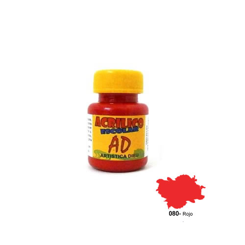 [058732-080] ACRILICO ESCOLAR AD 40ML COLOR ROJO