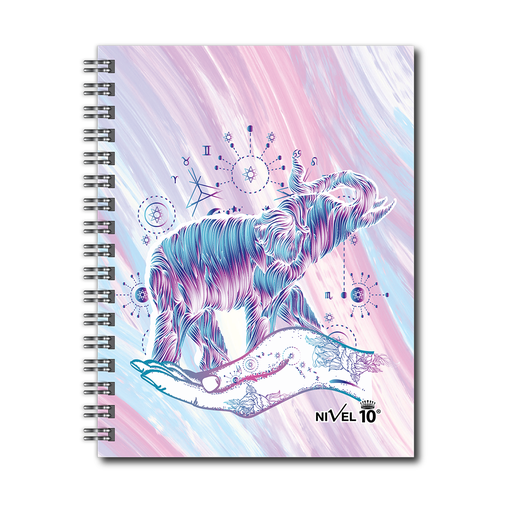 [3441] AGENDA NIVEL 10 16x22 SV ESPIRALADA CON INDICE TROQUELADO, ELASTICO Y CINTA SEÑALADORA LINEA ELEFANTES