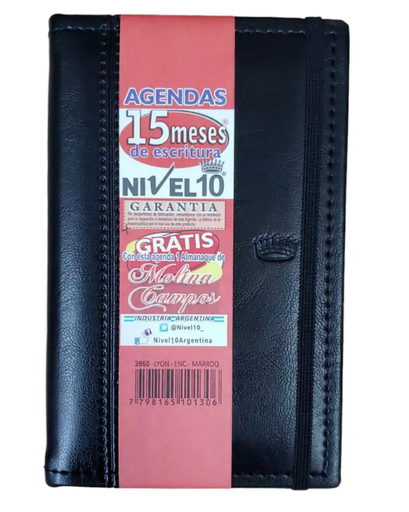[3960] AGENDA NIVEL 10 11x17 DXP ENCUADERNADA CON ELASTICO Y PESPUNTE NEGRO