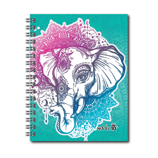 [6541] AGENDA NIVEL 10 14x19 DXP ESPIRALADA CON INDICE TROQUELADO, ELASTICO Y CINTA SEÑALADORA LINEA ELEFANTES