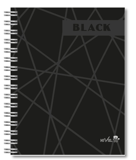 [6551] AGENDA NIVEL 10 14x19 DXP ESPIRALADA CON INDICE TROQUELADO, ELASTICO Y CINTA SEÑALADORA LINEA BLACK