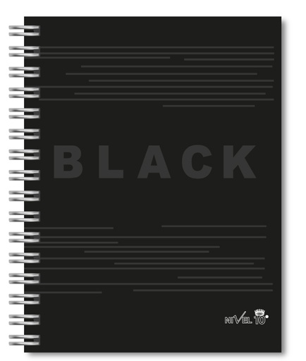 [3651] AGENDA NIVEL 10 16x22 DXP ESPIRALADA CON INDICE TROQUELADO, ELASTICO Y CINTA SEÑALADORA LINEA BLACK