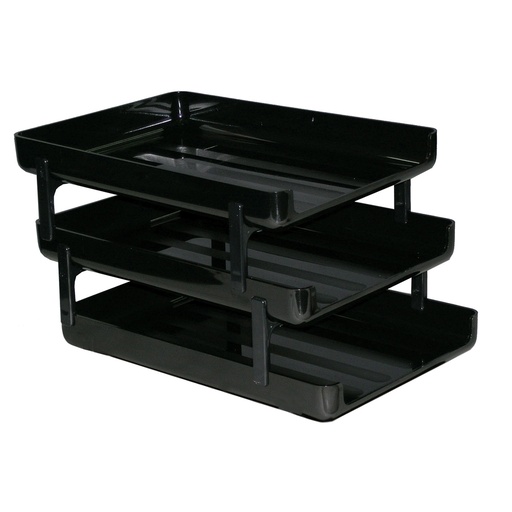 [0430BNG] BANDEJA PAPELERA PIZZINI OFICIO 3 PISOS NEGRO