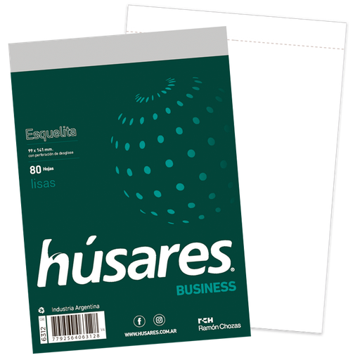 [6312] BLOCK HUSARES BUSINESS ESQUELITA 80 HOJAS LISAS
