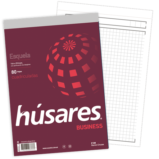 [6333] BLOCK HUSARES BUSINESS ESQUELA 80 HOJAS CUADRICULADO