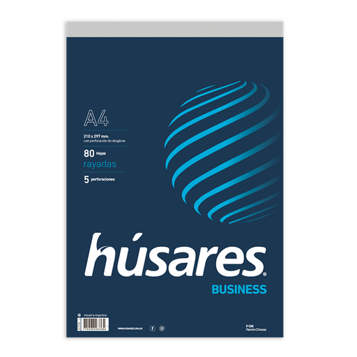 [6336] BLOCK HUSARES BUSINESS A4 80 HOJAS RAYADO