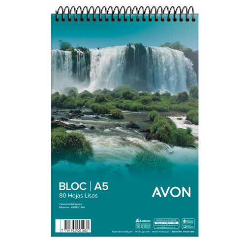 [103243] BLOCK AVON A5 CON ESPIRAL 80 HOJAS LISO