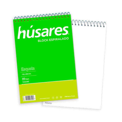 [6405] BLOCK HUSARES ESPIRALADO ESQUELA 80 HOJAS LISO