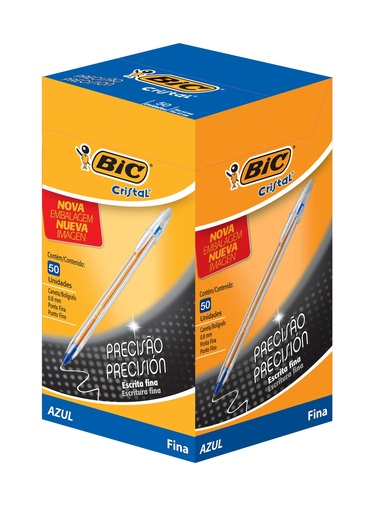 [856432] BOLIGRAFO BIC CRISTAL 0.8 TRAZO FINO X50 AZUL PRECISION