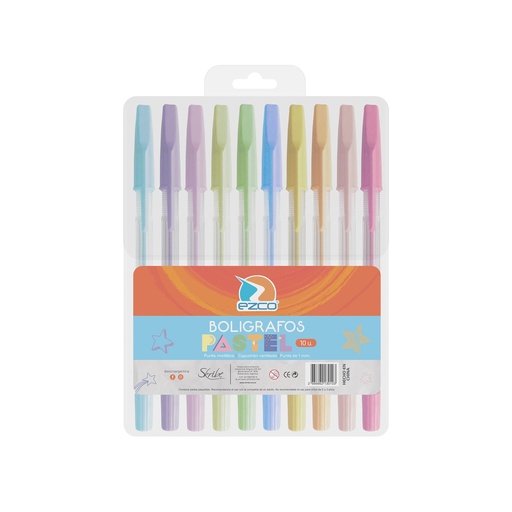 [213010-10] BOLIGRAFO EZCO PASTEL X10
