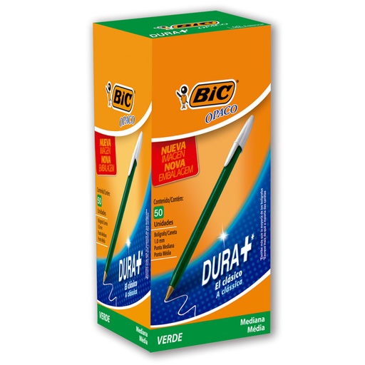 [861847] BOLIGRAFO BIC OPACO 1.0 X50 VERDE