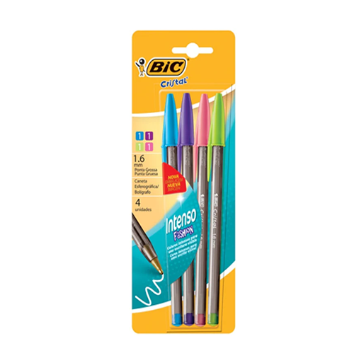 [977868] BOLIGRAFO BIC CRISTAL FASHION 1.6 X4 COLORES SURTIDOS