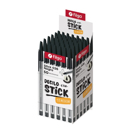 [SK10-C50-001] BOLIGRAFO FILGO 026 STICK 1.0MM X50 NEGRO