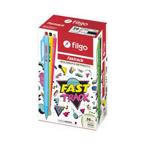 [FT10-C36-001] BOLIGRAFO FILGO FASTRACK RETRACTIL 1.0 X 36 NEGRO