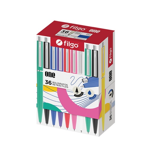 [ON10-C36-001] BOLIGRAFO FILGO ONE RETRACTIL 1.0 X 36 NEGRO