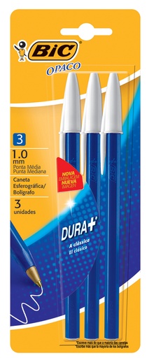 [908451] BOLIGRAFO BIC OPACO 1.0 X3 AZUL