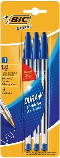 [908448] BOLIGRAFO BIC CRISTAL 1.0 X 3 AZUL