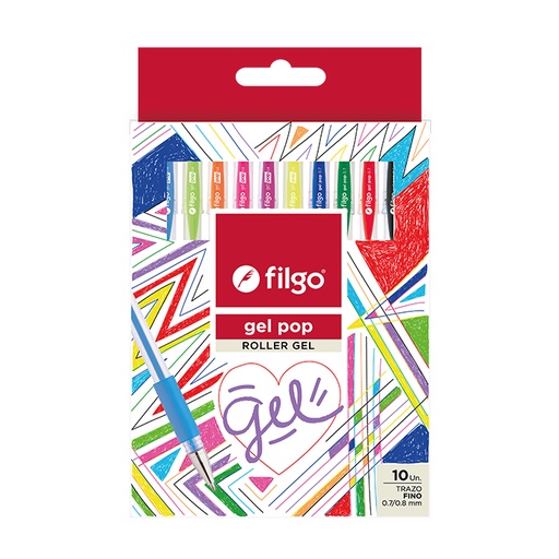 [GP7-E10-SUR] BOLIGRAFO FILGO GEL POP ROLLER GEL 0.7 X 10 COLORES SURTIDOS