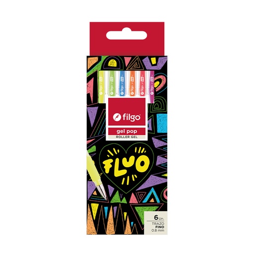 [GP8-E6-FLU] BOLIGRAFO FILGO GEL POP ROLLER GEL 0.8 X 6 FLUO